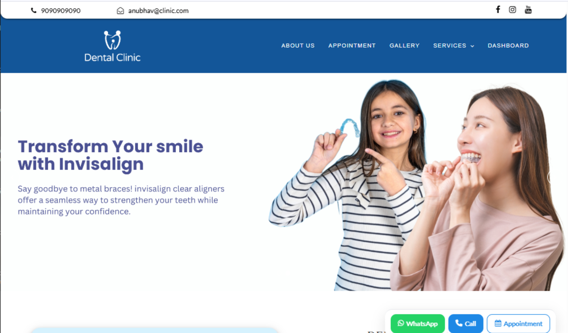 Sample clinic website preview