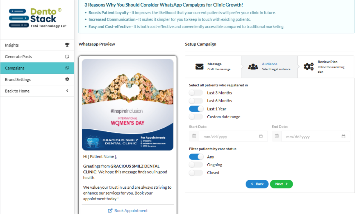 WhatsApp campaign dashboard
